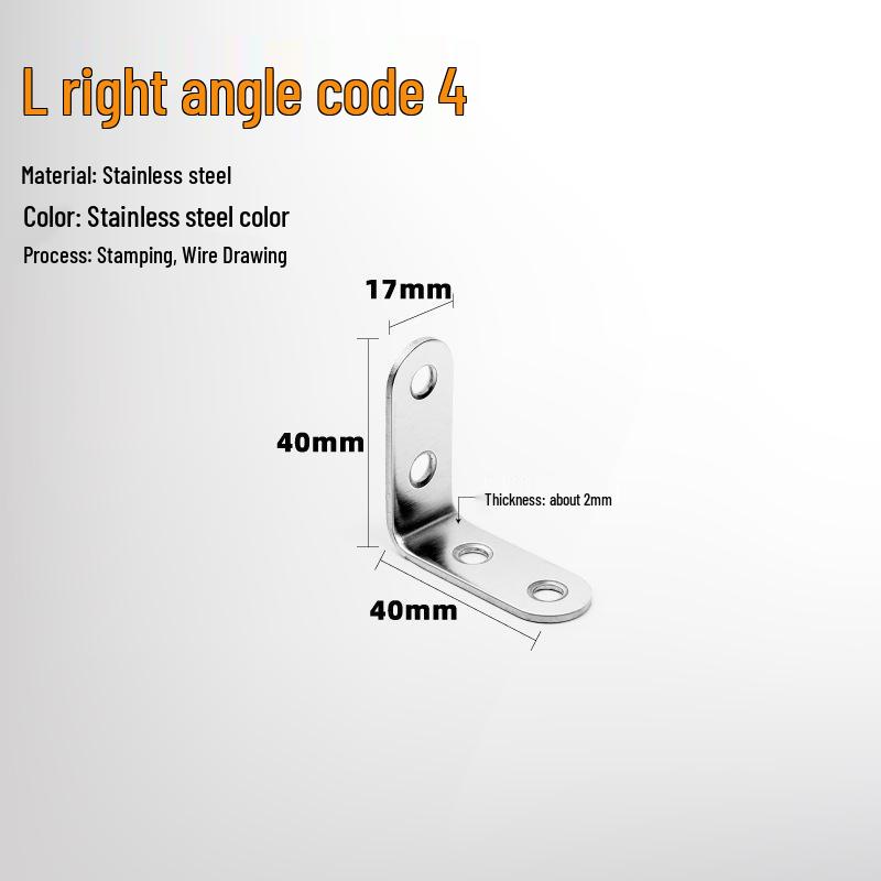 90° Thickened Stainless Steel L-Shaped Support Bracket