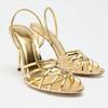 Luxury Gold Heeled Sandals Women Sexy Cross Narrow Strap Hollow Thin Heeled Bridal Pumps Fashion Back Strap Banquet Dress Heels