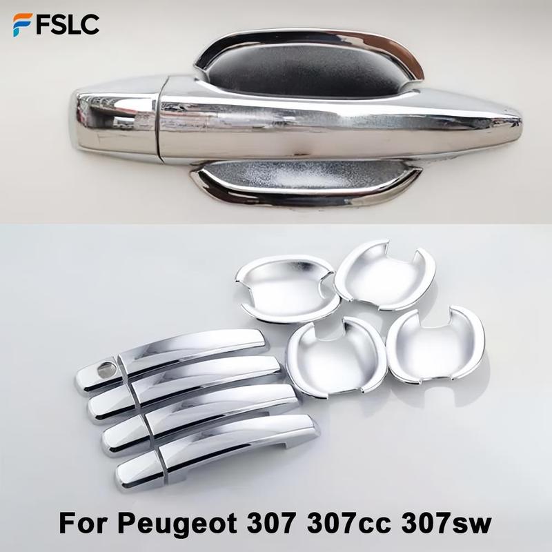 Chrome Door Handle Covers For Peugeot 307 307SW 307CC ABS Exterior Door Bowl Trim Car Styling Accessories 4Pcs Set