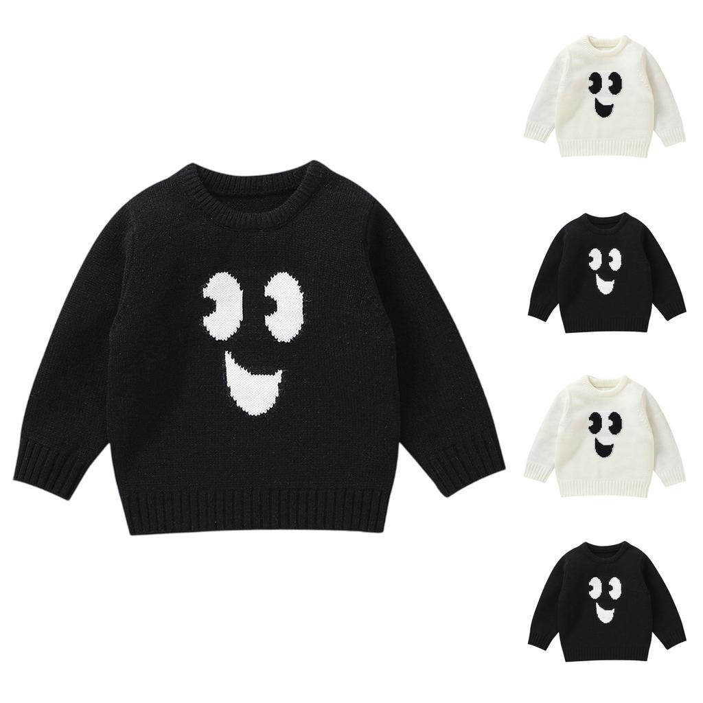 Halloween Knit Sweater - Round Neck Long Sleeve Top