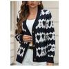 Women S V Neck Long Sleeve Knit Cardigan With Heart Pattern