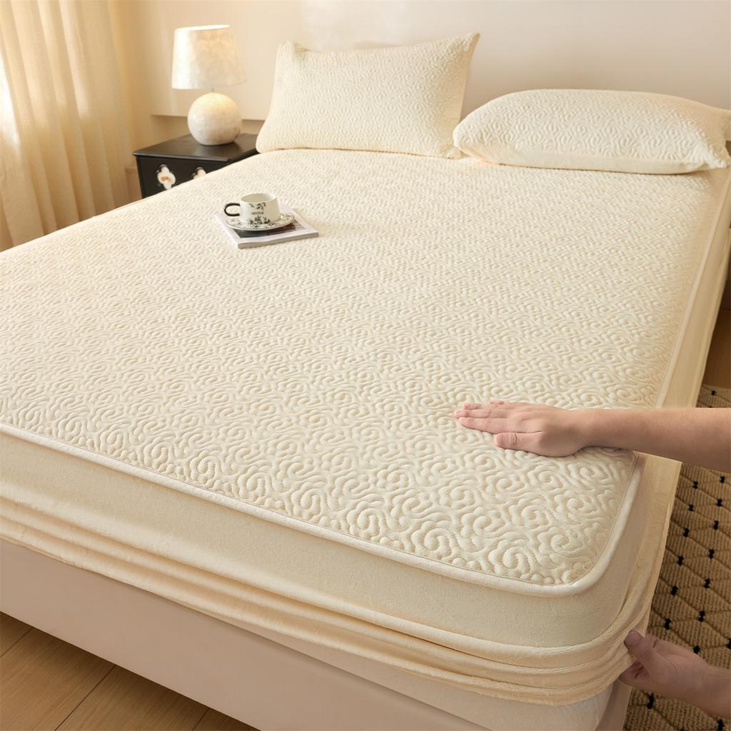 Class A Milk Velvet Quilted Bed Sheet Single Piece Thickened Anti-slip Bed Cover Mattress Protective Cover Bedding Set