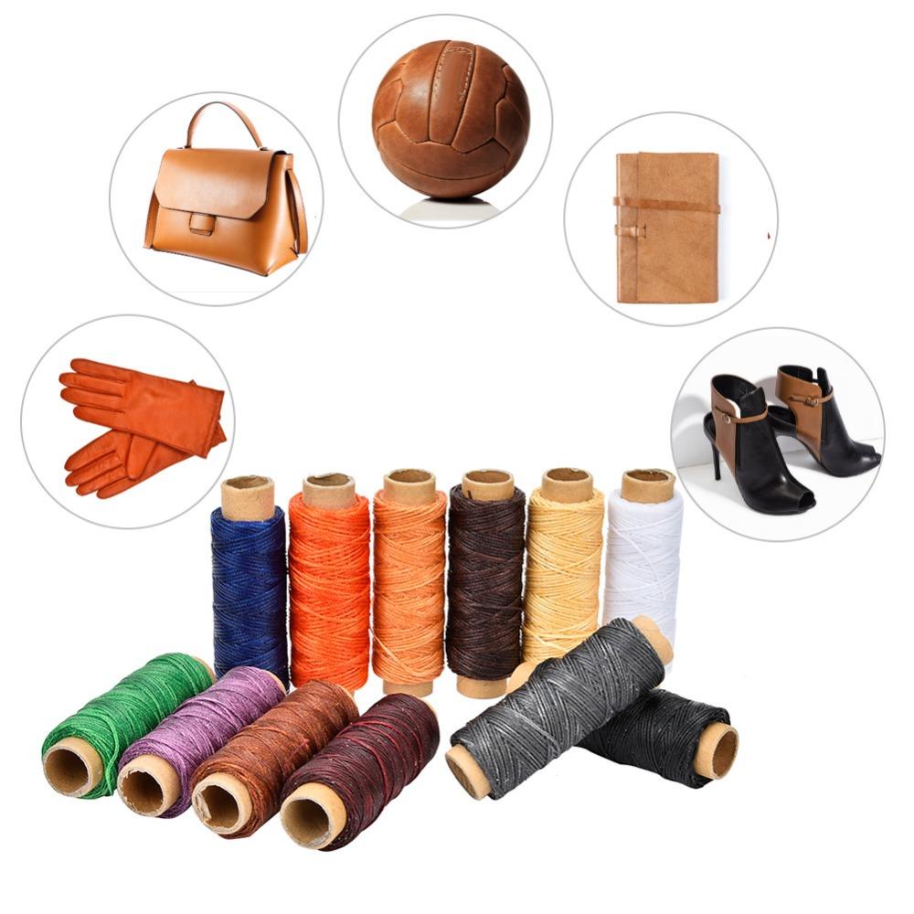 12 Stück 55 Yards pro Spule Gewachster Faden 150D Geflochtener Flachfaden Lederhandwerk DIY