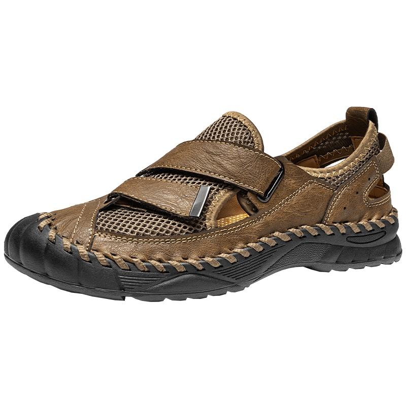 Men Hand Stitched Large Size Closed Toe Hand Stitched Large Size Sandals Lightweight Comfortable Casual Commuting Travel Footwear