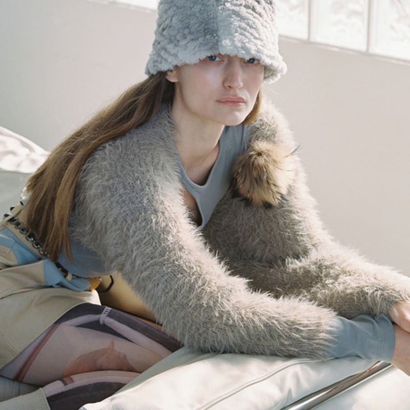 

AWESOME NEEDS FUR LAMPSHADE HAT_SNOW GREY FREE