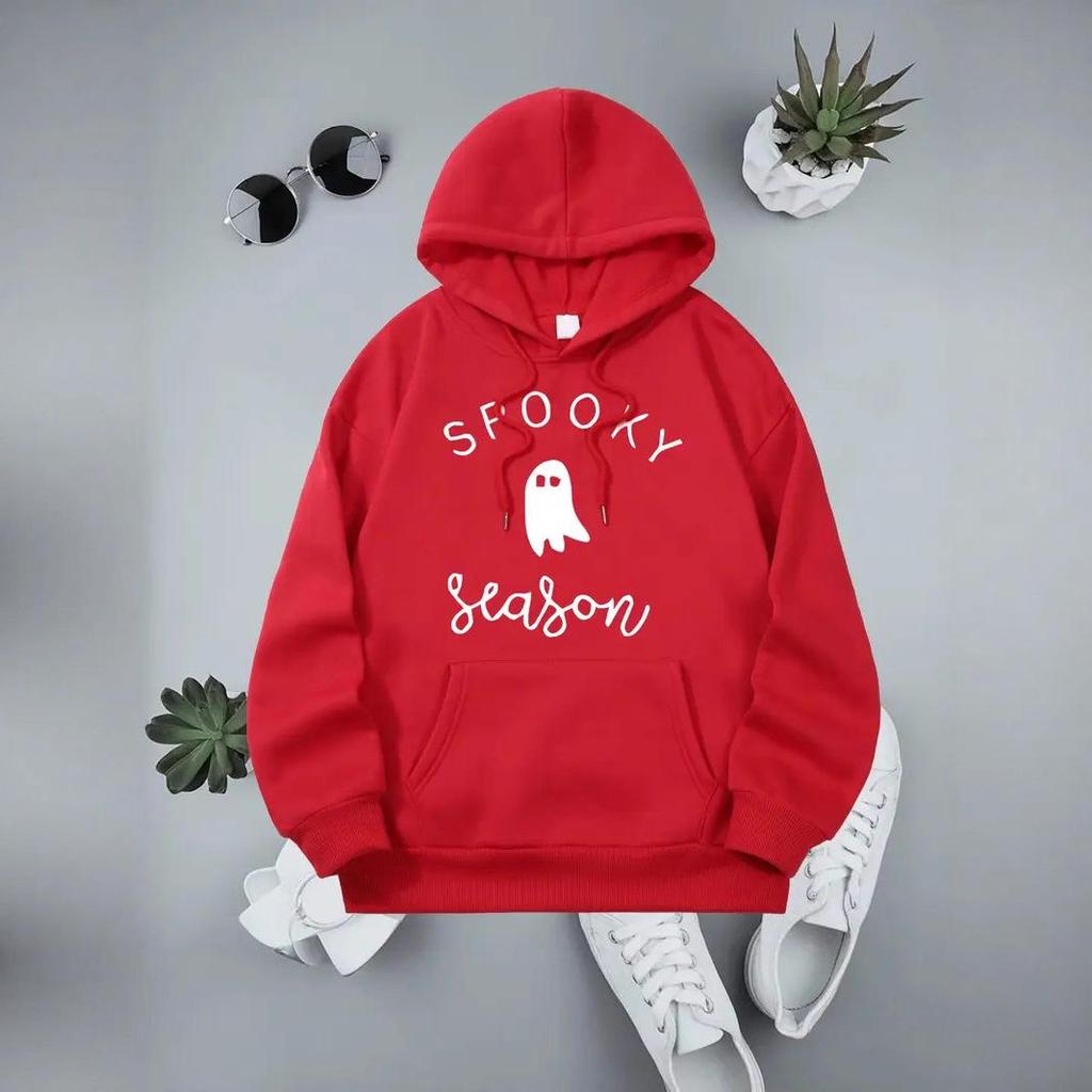 European & American Women's Halloween Letter Hoodie Ribbed Sweatshirt
