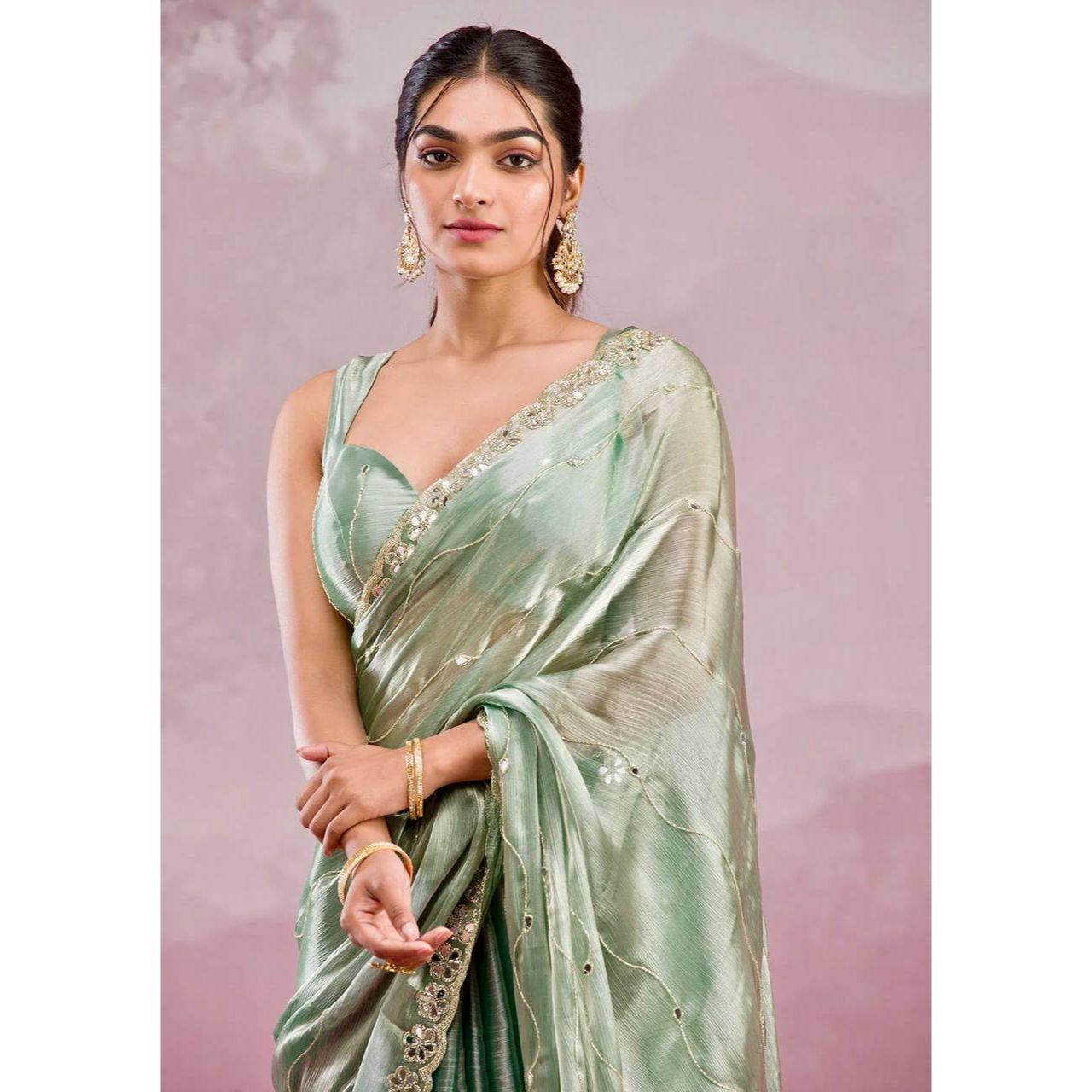 Premium Designer Mirror Work Saree Collection