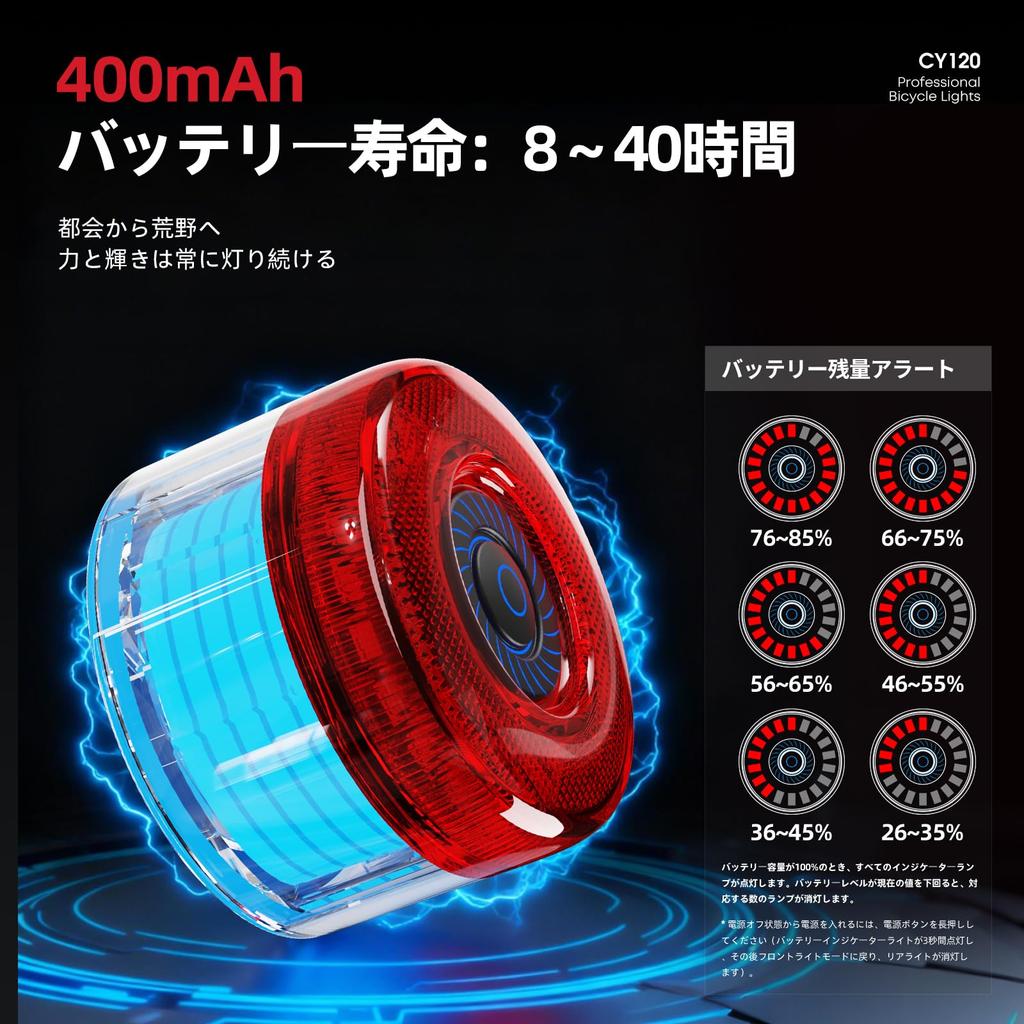CYCLAMI Bicycle Tail Light, Rear Light, Automatic Lighting, Road Bike,