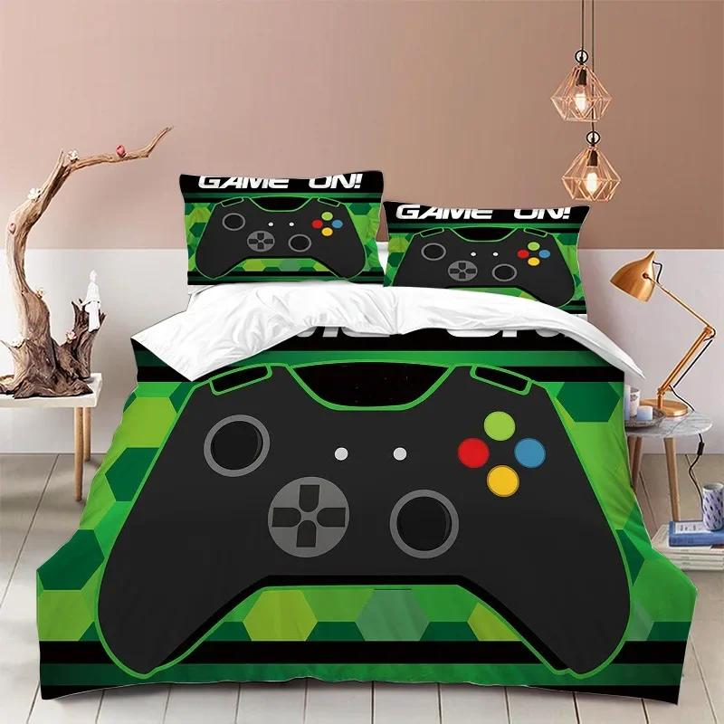 Gamepad Controler Bedrom Beding Sets for Young Boys Ten Gaming Soft Duvet Cover Set Twin Sized Dimensions,Play Video Games Warm Comforter Cover Bed