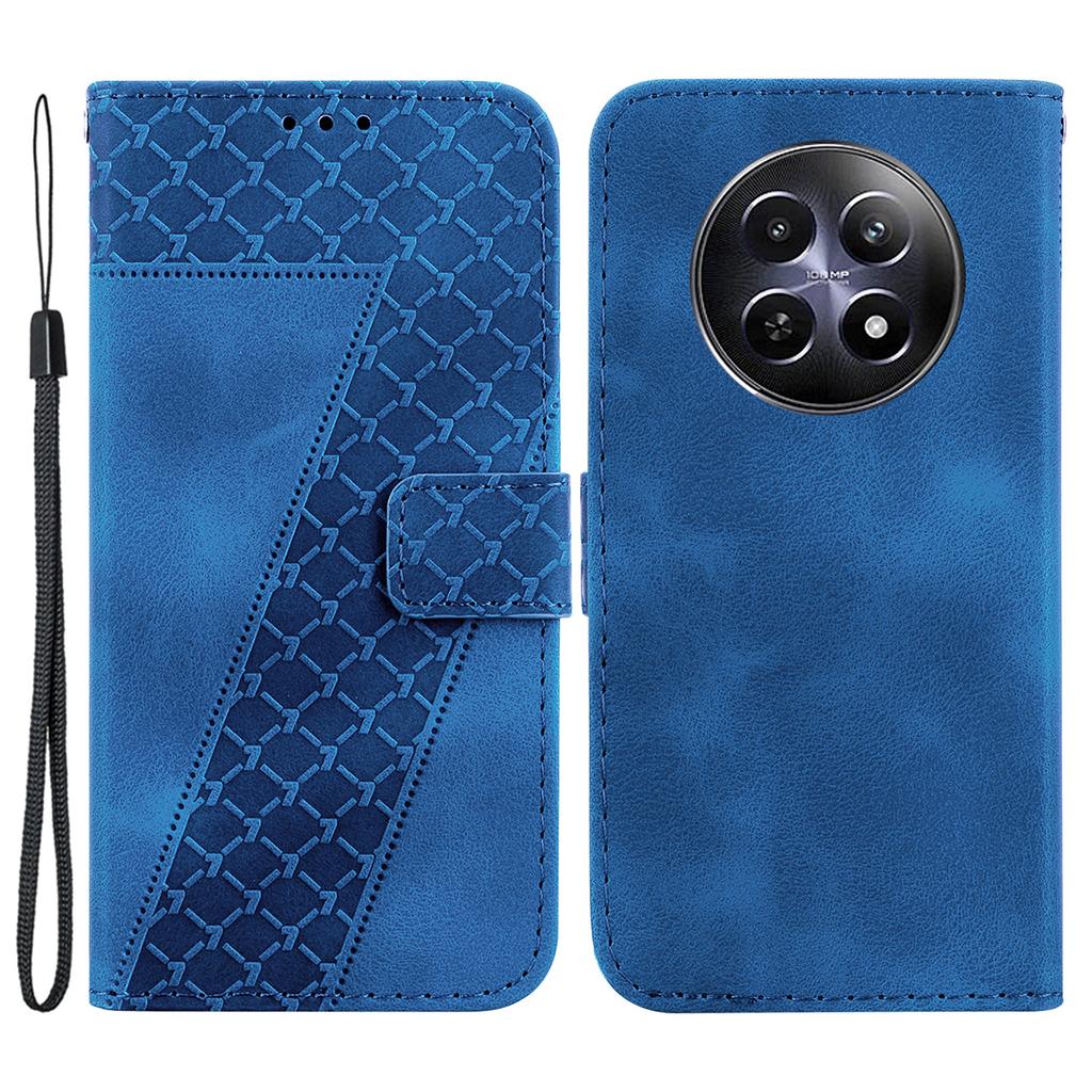 For Realme 12 5G/12x 5G Wallet Phone Case 7-Shape Imprint Foldable Stand Leather Cover