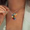 Colorful Rainbow Hummingbird Acrylic Bird Pendant Necklace for Men Women Nature Animal Casual Trendy Charm Jewelry Birthday Gift