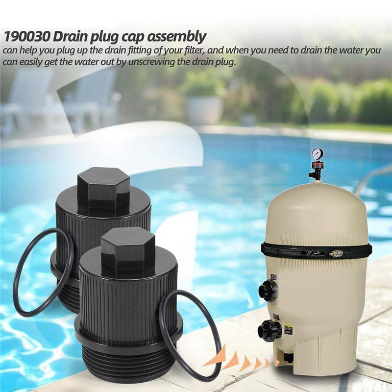 ABBP-2 Stück Poolfilter-Ablassschraube 190030 Kappe Baugruppe Passend für Pentair Clean & Clear Plus Kartuschen-Pool- und Spa-Filter