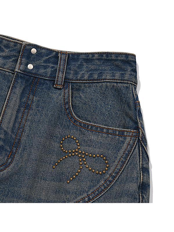 Kirsh Hotfix Trumpet Denim Skirt [Blue]