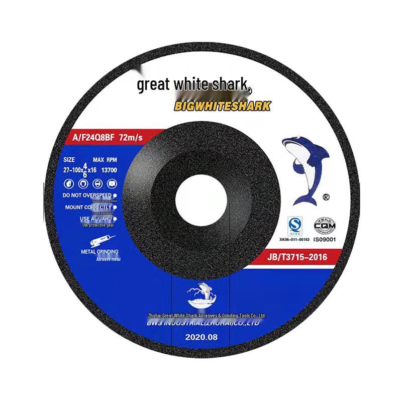 Big White Shark Type 100 Grinding Disc for Metal, Stainless Steel, and Cast Iron - 16 Hole Thickened Sanding Wheel for Angle Grinders