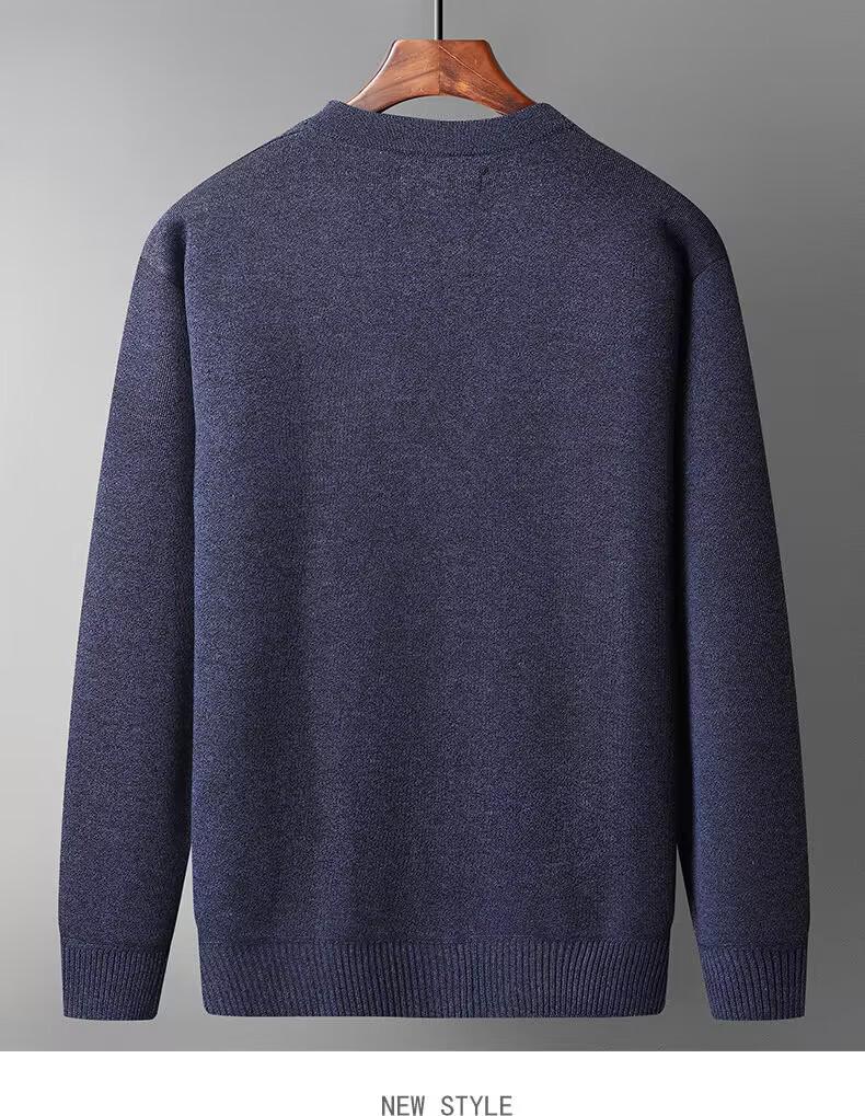 Men's V-Neck Knit Cardigan Sweater: Autumn-Winter Plus Velvet, Thickened, Loose Fit for Middle-aged & Elderly