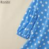 ZANZEA Women Casual V-Neck Loose Polka Dot Print 3/4 Sleeve Blouse