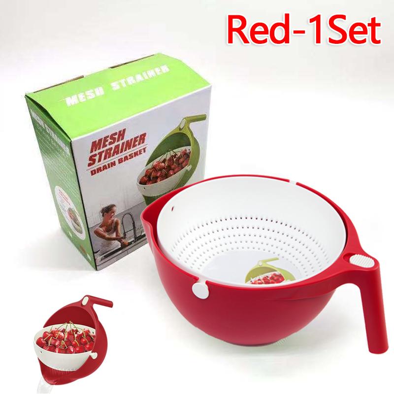 Double Drain Basket Kitchen Sink Strainer for Rice Washing Noodles Vegetables Fruit Kitchen Gadget Colander Strainers