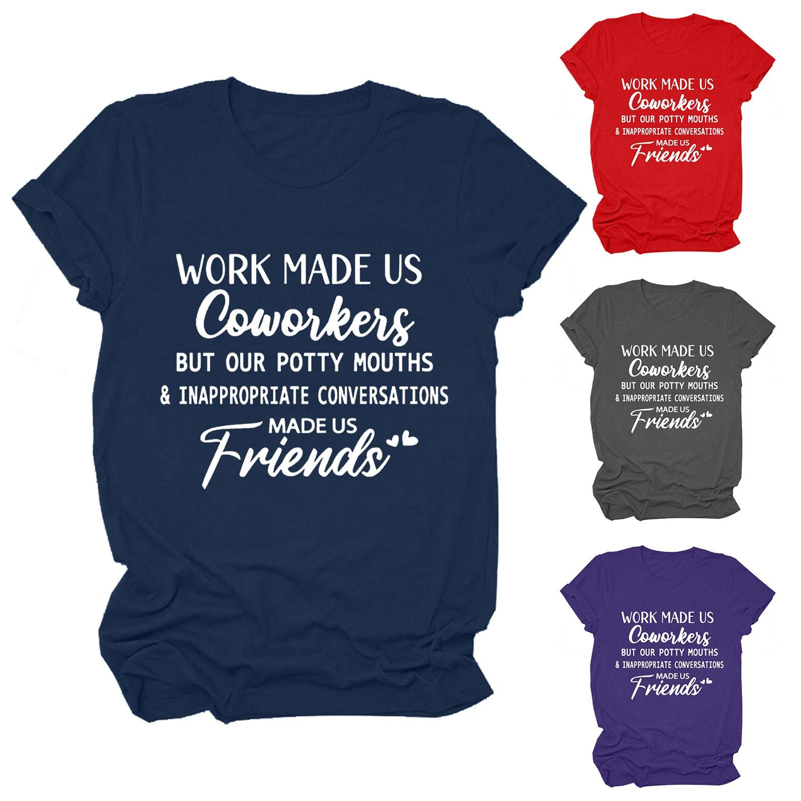 

Funny Work Shirt Women Sarcastic Shirt Funny Round Neck Graphic Shirt Tee Tops XXXL фиолетовый