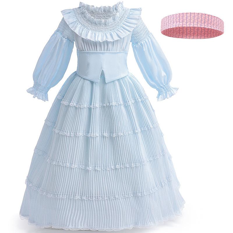 Girls Tulle Dress Wednesday Addams Cosplay Party Performance Long Witch Theme Gown