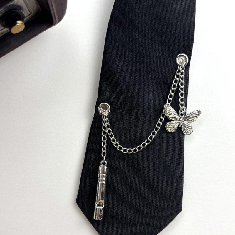 PreTied Women Necktie With Quick Zipper Design Fashion 2000s Punk Chain Decors Neck Tie For Business Event Gathering
