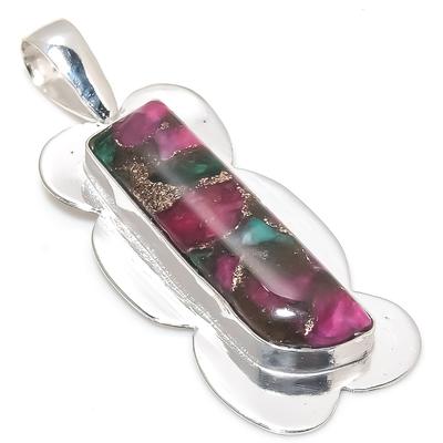Natural Copper Zosite Gemstone 925 Sterling Silver Gift Pendant 2.48" K4c67