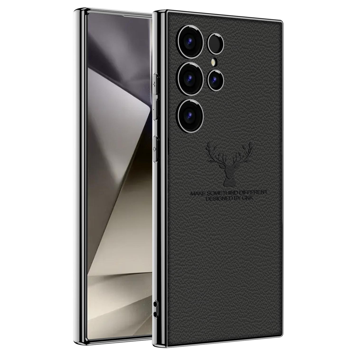 

GKK For Samsung Galaxy S24 Ultra Case Deer Pattern Electroplating TPU + PC + PU Phone Back Cover A