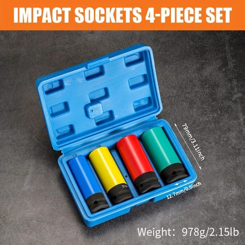 Drive Wheel Protector Impact Socket Impact Sleeve Set Durable Plastic Sleeves 15mm, 17mm, 19mm, 21mm, and 22mm