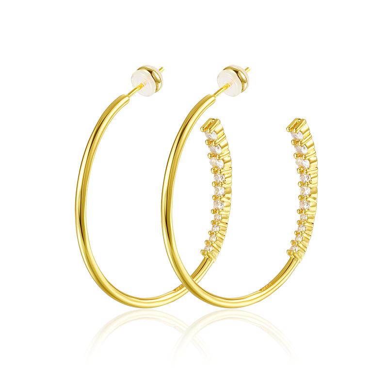 Rhinestone Gold & Silver Earrings - Fashionable, Light Luxury Hoops for Women, European & American Commuting Style.