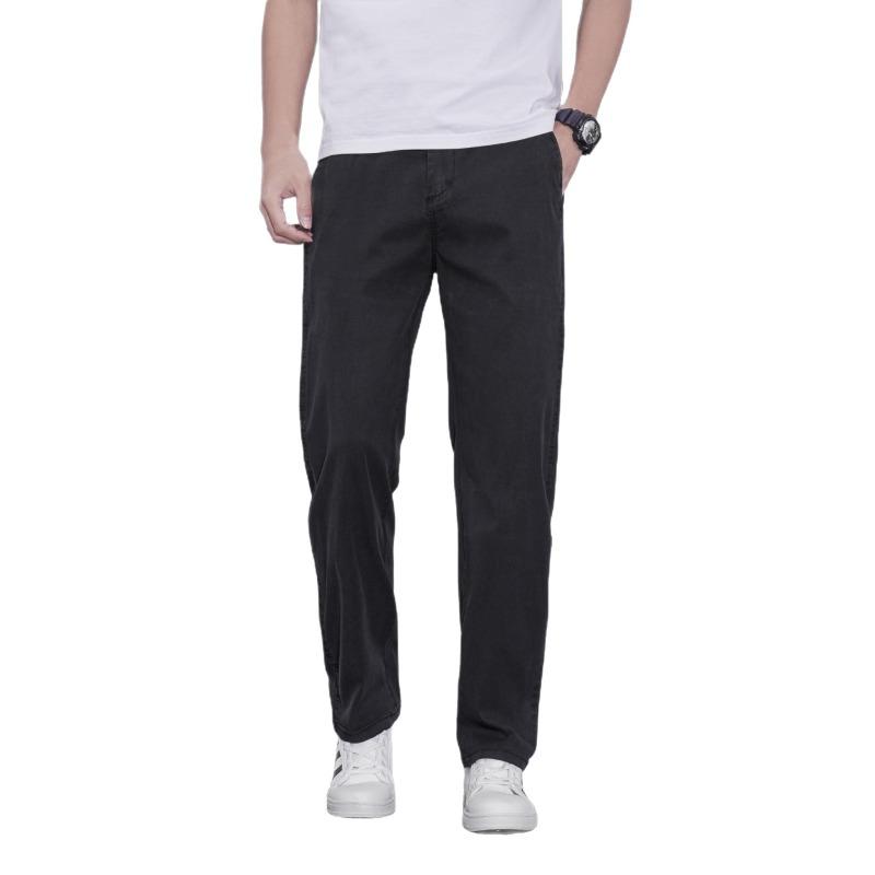 Spring and summer new men's cold silk cool breathable men's light business loose straight pants blue long pants boys