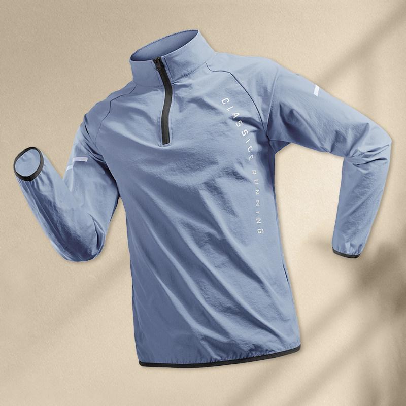 Herren Quick-Dry Langarm Halbreißverschluss Trainingsjacke für Sonnenschutz - Herbst/Winter Fitness Laufoberteil