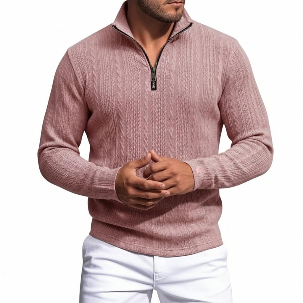 Men's Casual Quarter-zip Shirt Long-sleeve Top