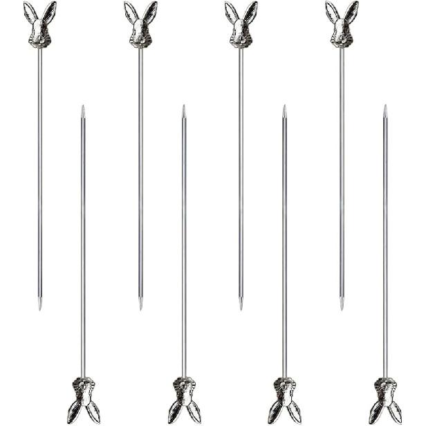 Horse Cocktail Reble Picks martini toothpicks metal toothpicks fancy toothpicks for appetizers 8 pieces Silver-Rabbit-2