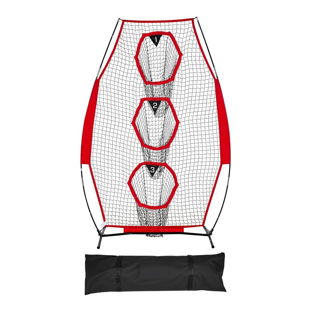 203.2 X 101.6mm Football Trainer Throwing Net, Training Throwing Target Practice Net with 3 Target Pockets, Knotless Net Includes Bow Frame and