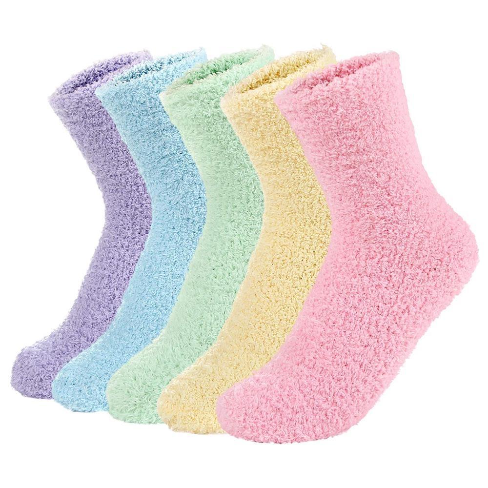 5 Pairs of Coral Velvet Soft Warm Socks for Winter Anti-skid Socks
