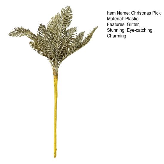 DYS Christmas Glitter Tree Filler Branches, Artificial Pine Needle Leaves Twig Picks for Xmas Ornaments, DIY Wreath Garland Decor