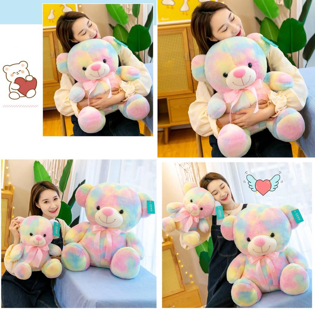Rainbow Bear Plush Toy With Soft Cotton Material For Kids And Birthday Gift