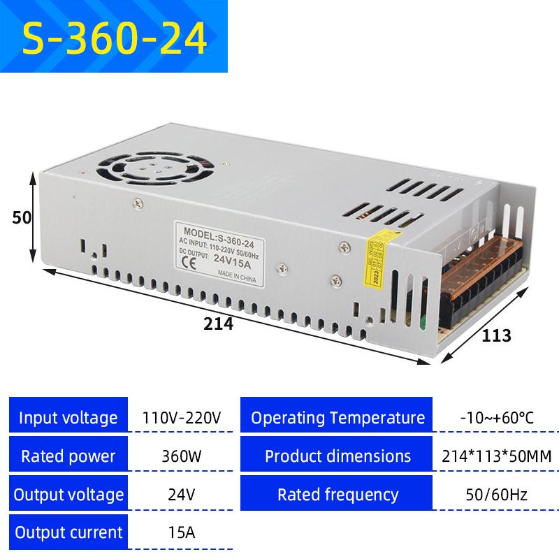 220V to 12V/24V/5V Switching Power Supply, 2A-20A High-Power Transformer for LED Strips & Monitoring Systems