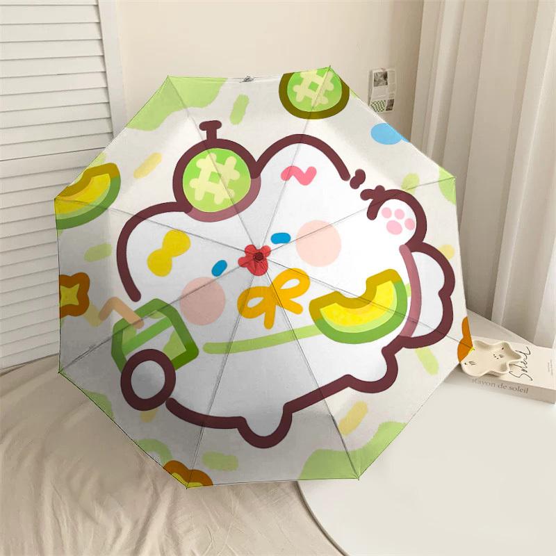 

1PC Avocado Milk Umbrella-8-Rib Reinforced, Automatic Open, Lightweight & Durable, Cute Fashion Accessory for Outdoor-T364