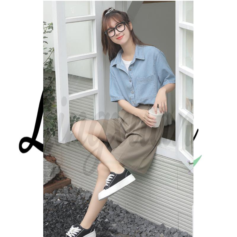 Korean Style Fashion Casual Retro Loose Short-Sleeved Top