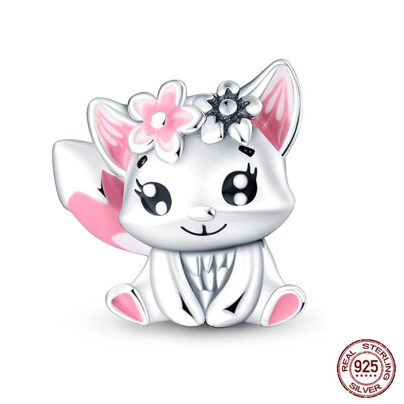 Copper Pink Collection Heart Shape Charm Beads For Brand Original Bracelet Diy Jewelry Gift