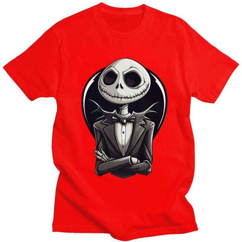 

Custom Jack Skellington Men T Shirt Soft Cotton Tees Living Skeleton Tshirt Short Sleeve Fashion T-shirt Clothing S
