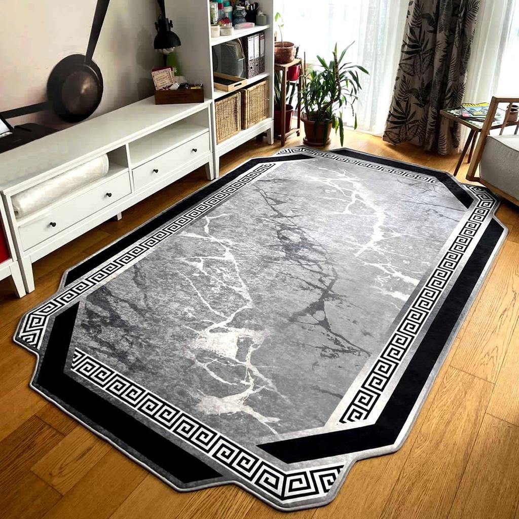 EPeddler Home Moderní zlatý stříbrný mramorový vzor Digitální tisk Omyvatelná protiskluzová základna Koberec do kuchyně, obývacího pokoje a ložnice nové generace