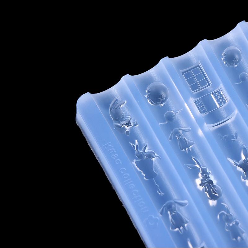 Cute Nail Mold Silicone Rabbit Paradise Moon Castle Art Elegant Oil Painting Style Nail Stereoscopic Template Mold