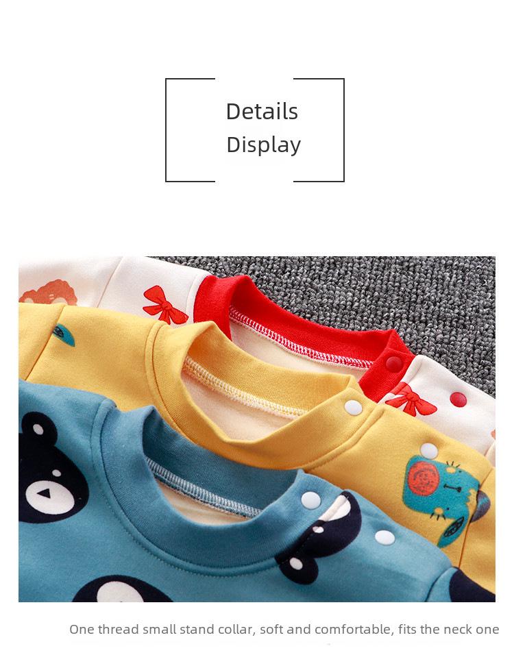 Baby-Unterwäscheset aus Samt mit hoher Taille: Jungen & Mädchen Pyjamas mit Bauchschutz für Herbst-Winter