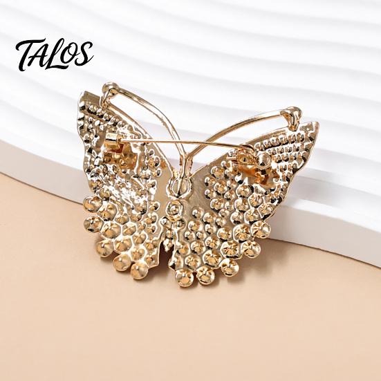 Butterfly Jewelry Brooch Pin, 3D Design with Sparkling Rhinestones, Strong Buckle Badge for Coats Shirts Bags Accessories Alloy Pin