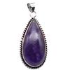 Amethyst Natural Gemstone Antique Silver Plated Pendant 2.25" J 767