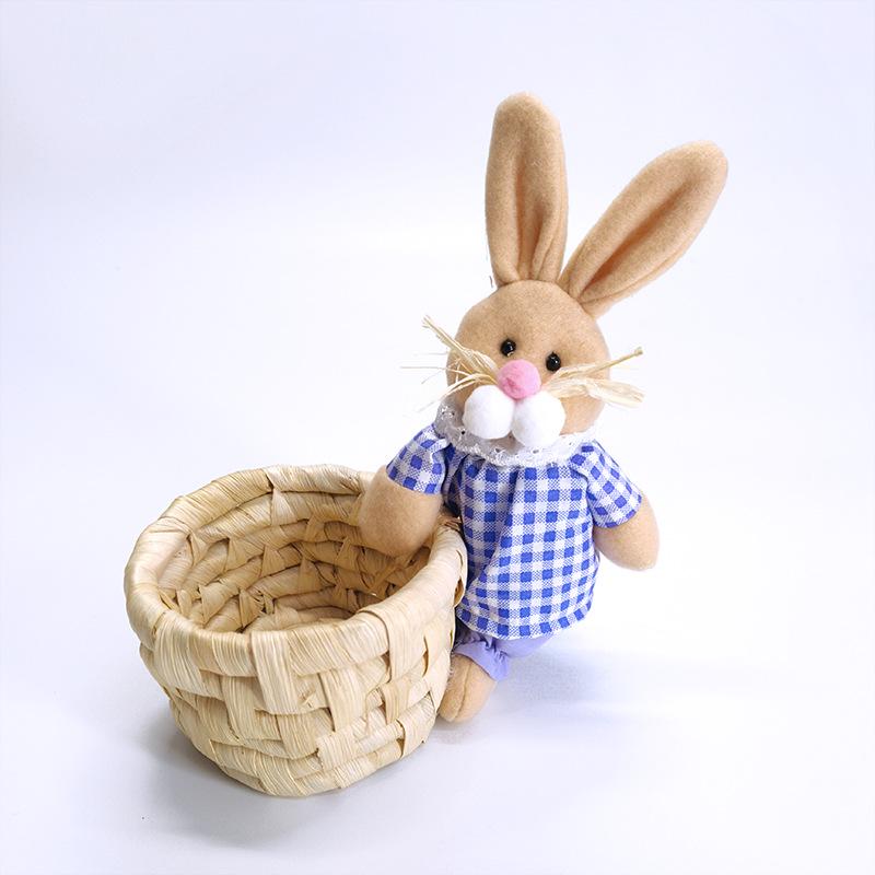 Easter Animal Plush Basket: Jewelry, Candy, & Sundries Organizer for Festive Decor.