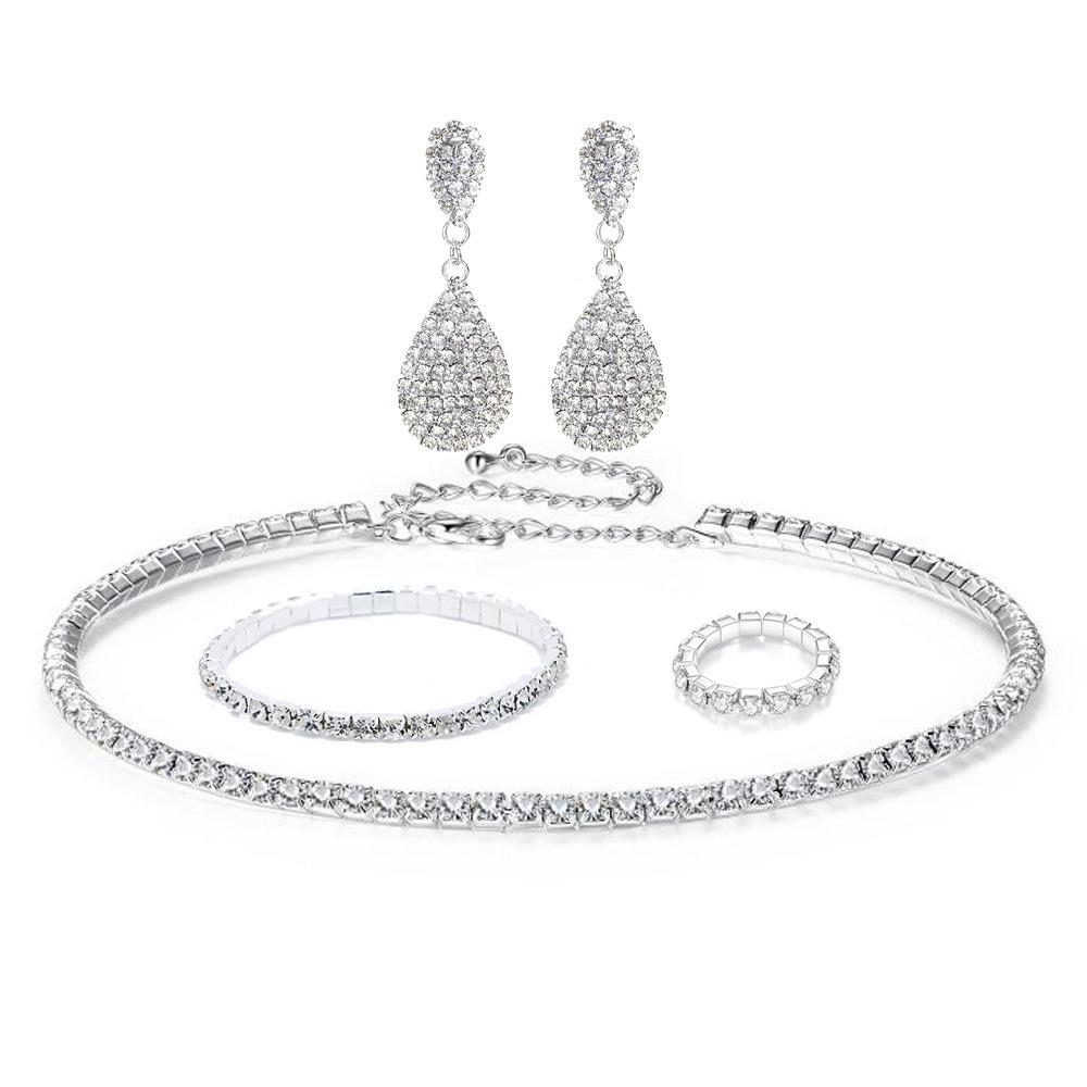 Shiny Bridal Jewelry Set Luxury Rhinestone Choker Necklace  Special Occasions