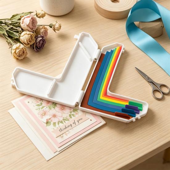 DYS Paper Art Alignment Guide with Color Labels And Size Markings, 1/16 to 1/2 Inch 7 Spacers for Card Making, Scrapbooking DIY Crafts Storage Case