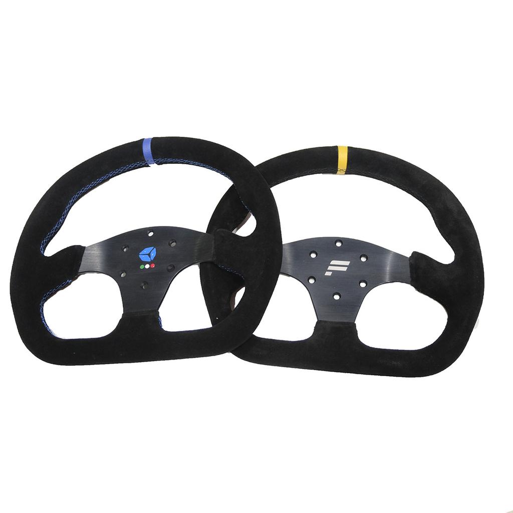 13inch 330mm Type D Steering Wheel Suede Steering Wheel Flat Game Steering Wheel  Blue Yellow Ring